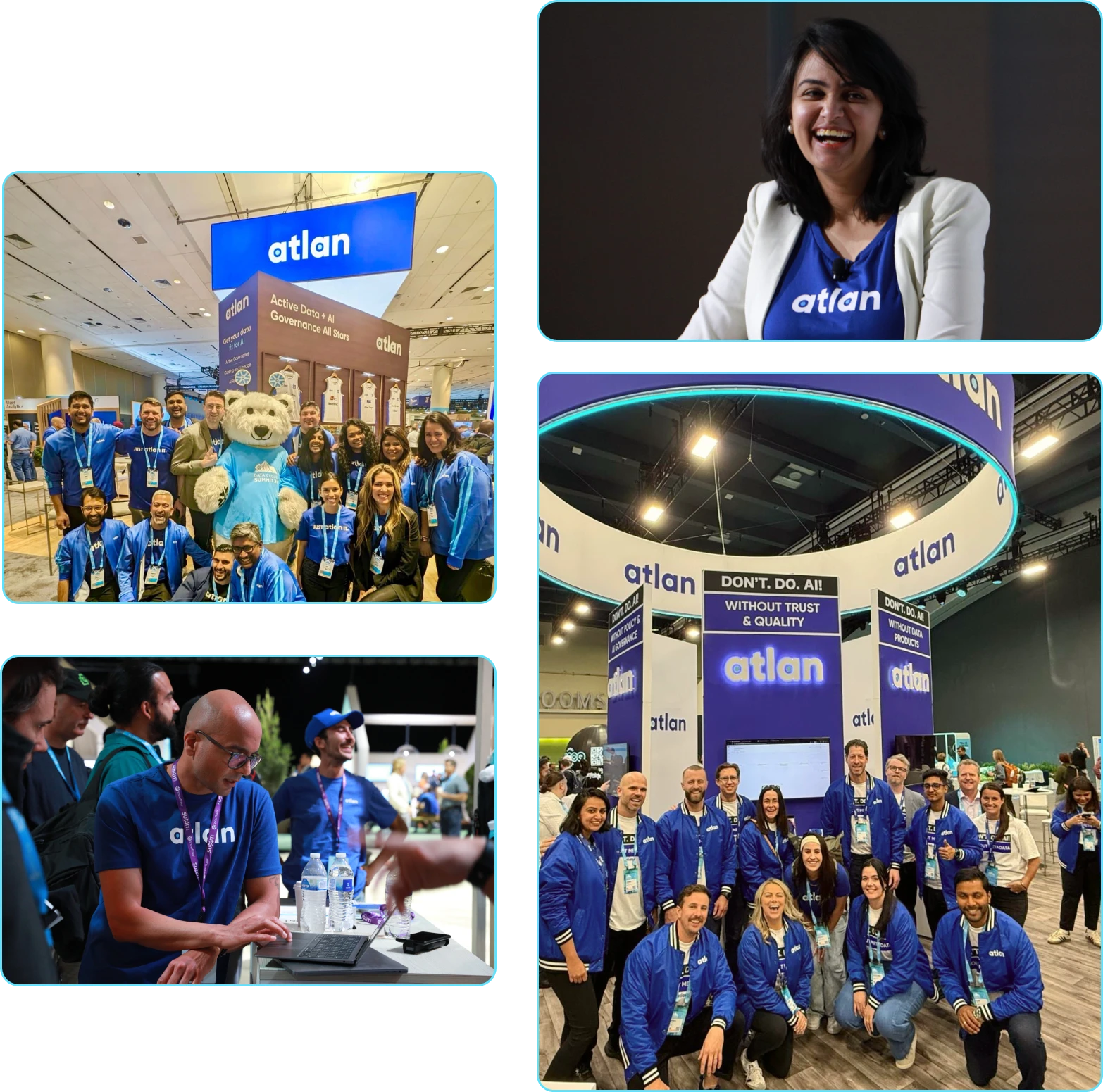 The Atlan team and booth at industry events